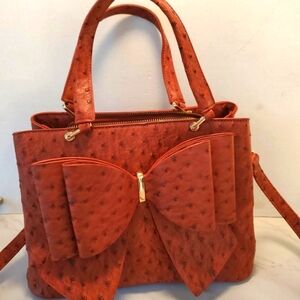 New Rust Handbag With Bow By Grossi